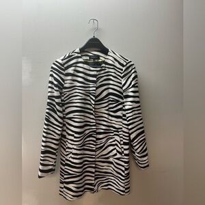 Talbots Black and White Zebra Print Dress Coat